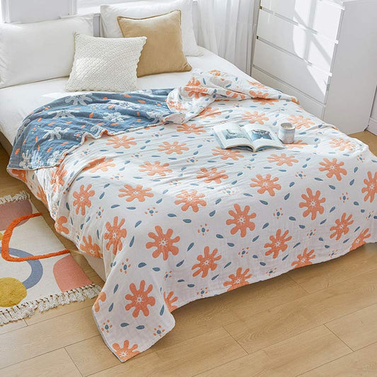 Couverture en coton réversible respirante avec de jolies fleurs