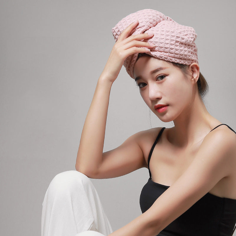 Serviette sèche-cheveux avec motif gaufré et boutons