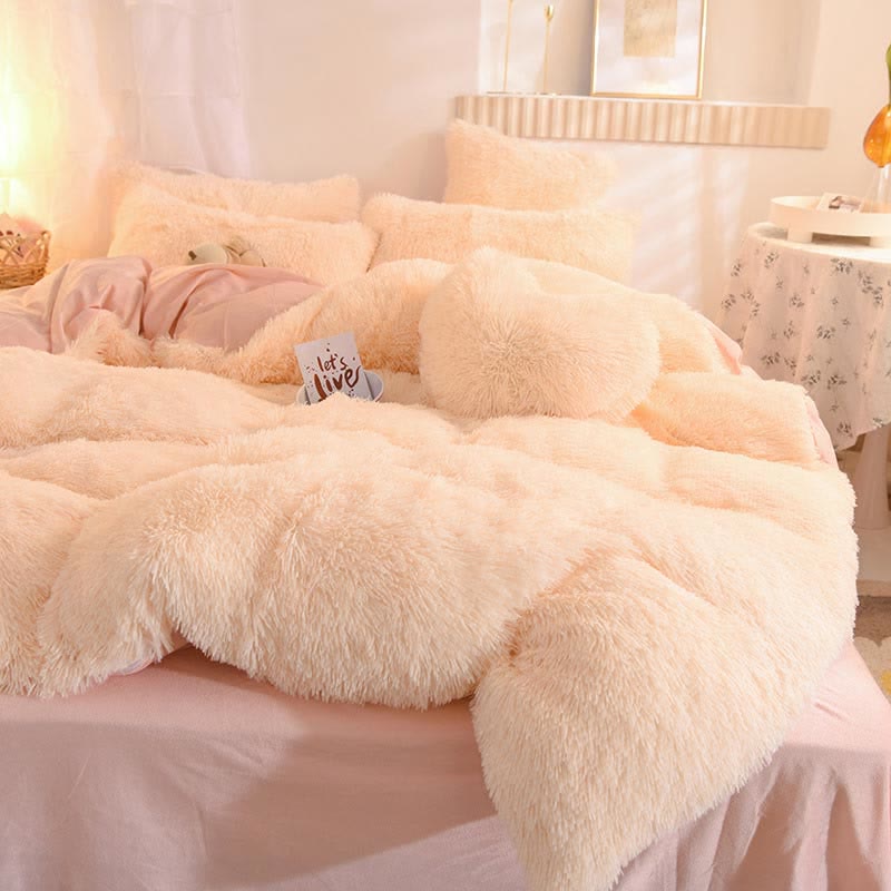 Parure de lit moelleuse avec housse de couette et taie d'oreiller