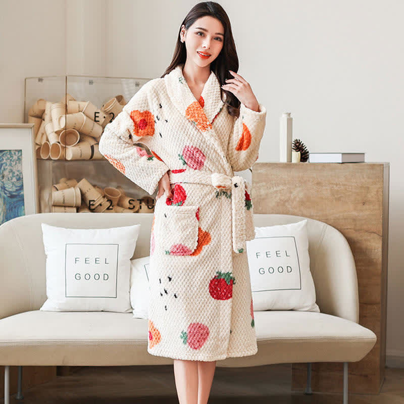 Peignoir respirant Ownkoti avec imprimé fruit et ceinture