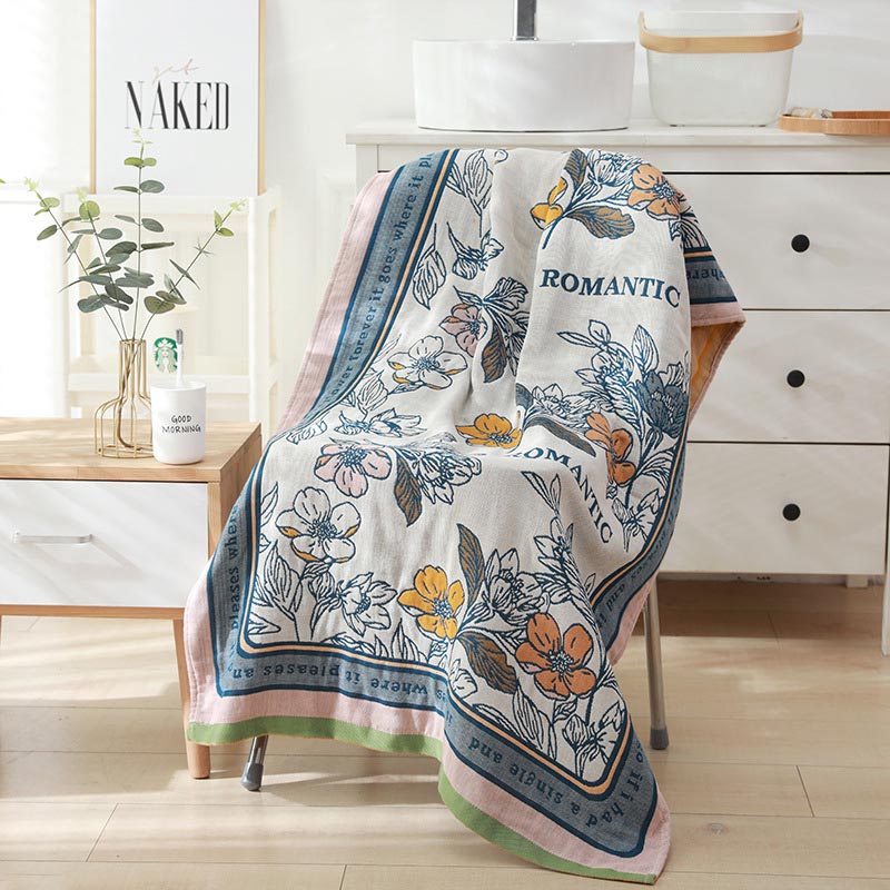 Serviette de bain réversible Ownkoti à motif floral en différentes couleurs