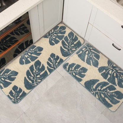 Ownkoti – Tapis de salle de bain antidérapant à motif de feuilles