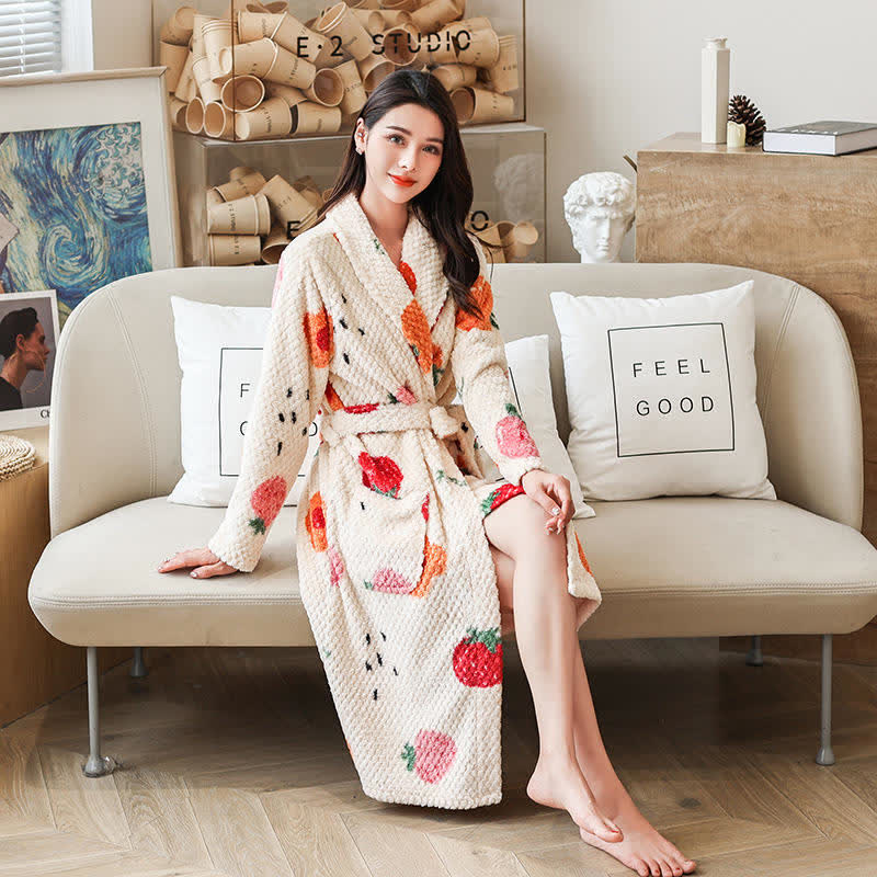 Peignoir respirant Ownkoti avec imprimé fruit et ceinture