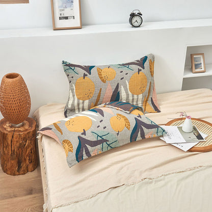 Ownkoti Boho Oreiller, Serviette et Couvre-lit en Coton Imprimé Fruits (2 Pièces)
