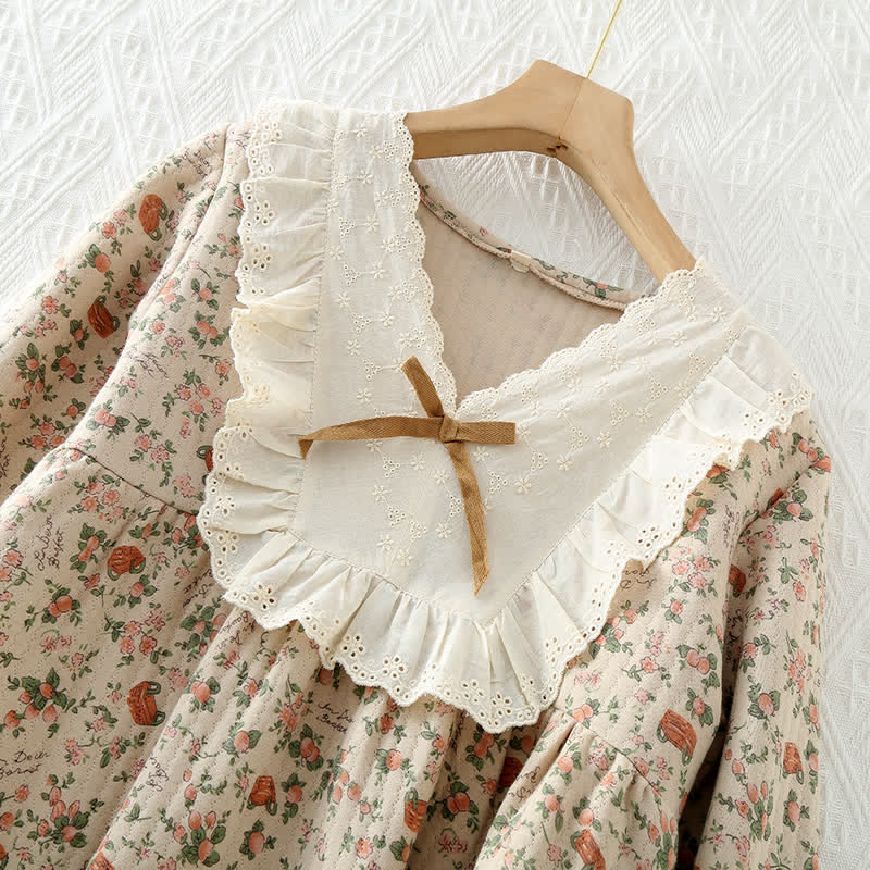 Ensemble de vêtements de détente en coton de style roseraie vintage