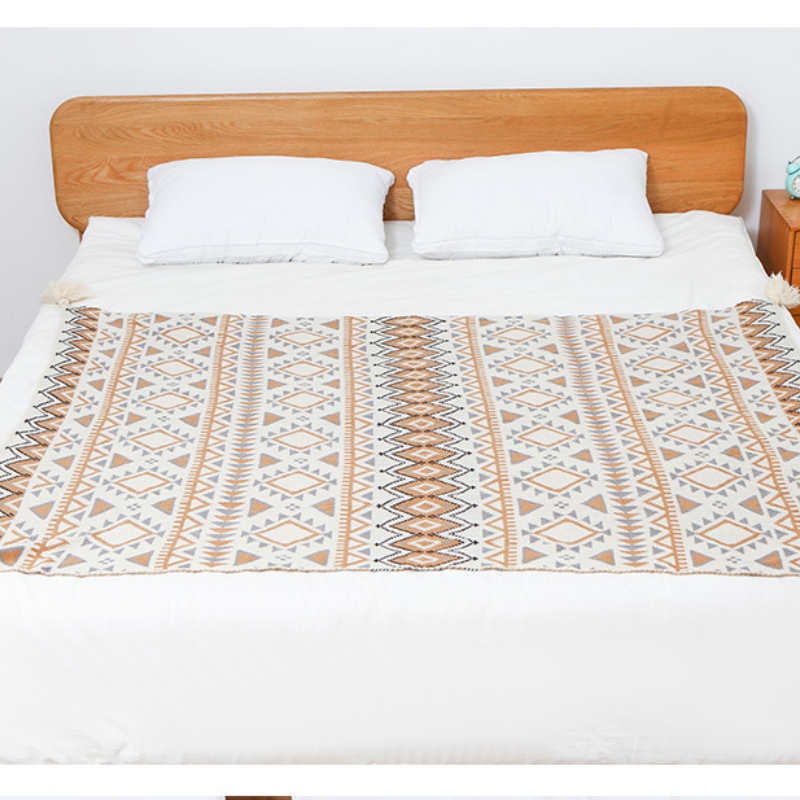 Couverture tricotée douillette Ownkoti avec motif à pompons