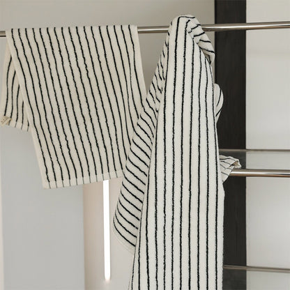 Serviette en coton respirant à rayures blanches et noires