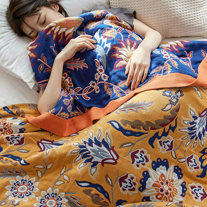 Couette réversible en coton avec grappes de fleurs