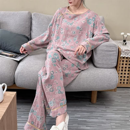 Ensemble pyjama en coton imprimé pivoine grande taille