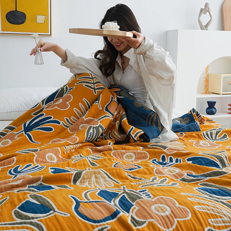 Couette double face Ownkoti à imprimé floral bohème
