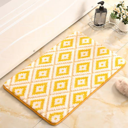 Tapis de bain doux et antidérapant avec grille en losanges