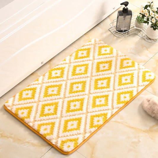 Tapis de bain doux et antidérapant avec grille en losanges