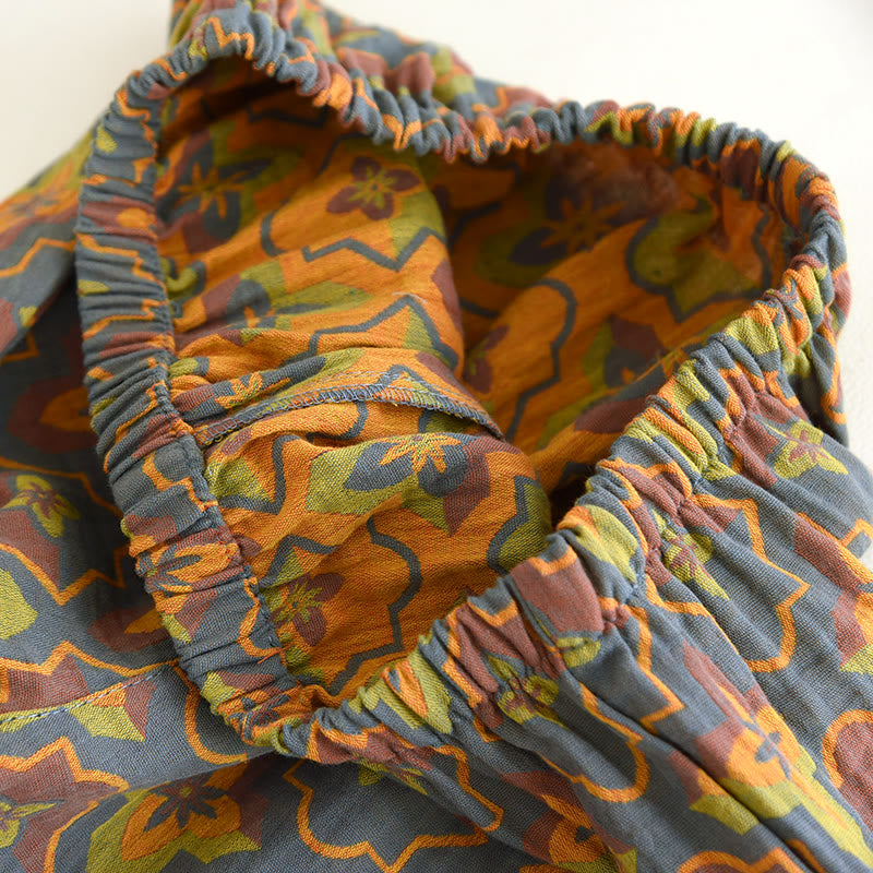 Ensemble de vêtements d'intérieur en coton avec revers à motif floral en losange