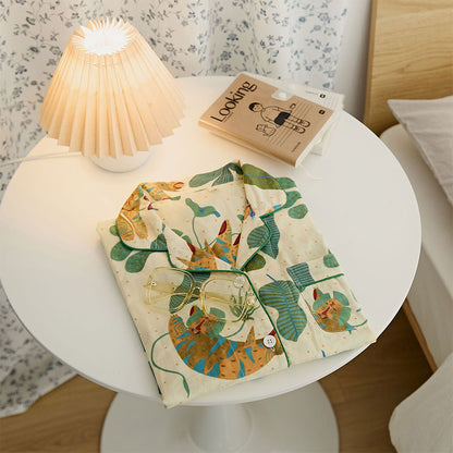Ensemble de vêtements de détente à motif de plantes tigrées mignonnes