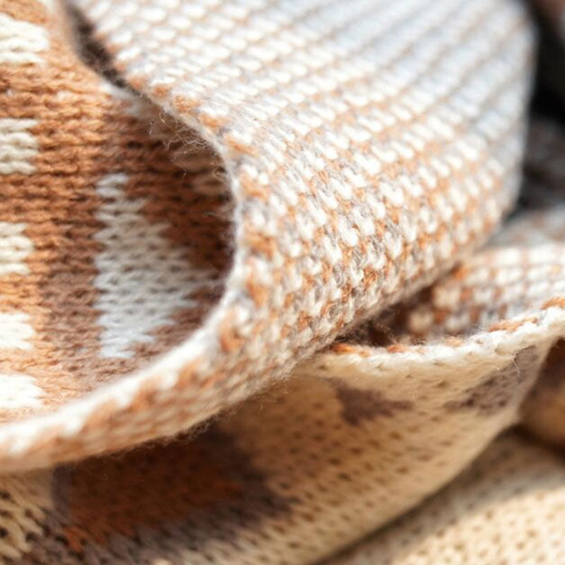 Couverture tricotée douillette Ownkoti avec motif à pompons