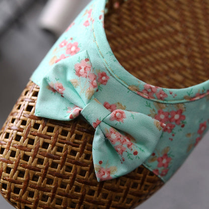 Chaussons plats respirants avec nœud rétro
