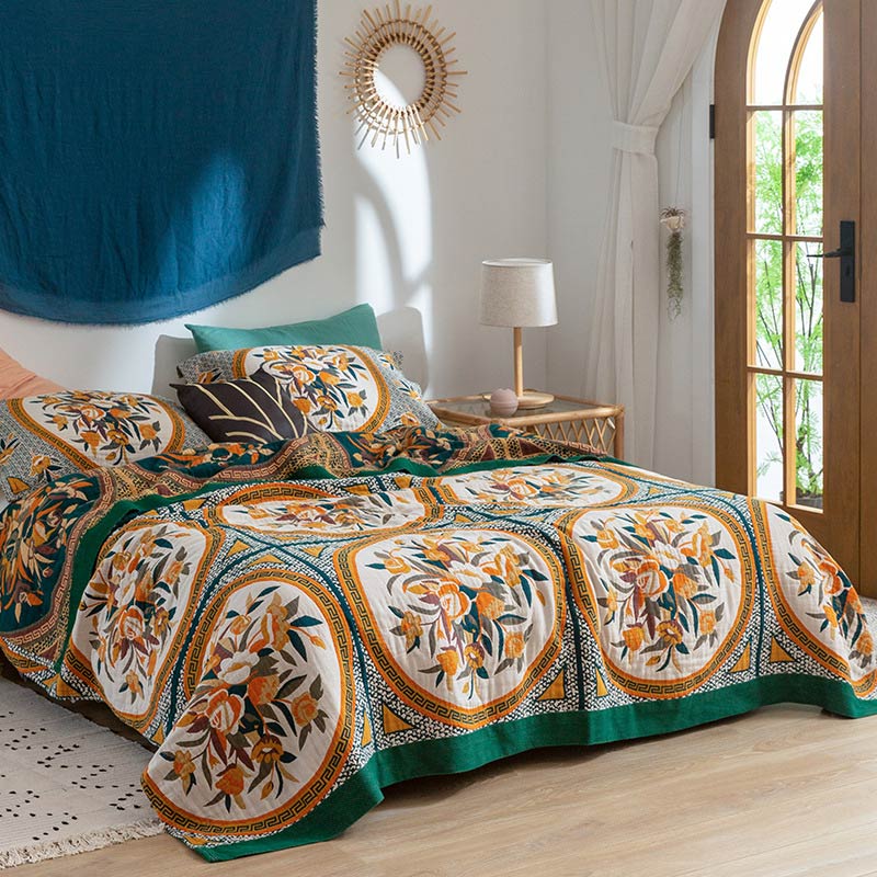 Ownkoti – Couette double face confortable en coton à motif floral