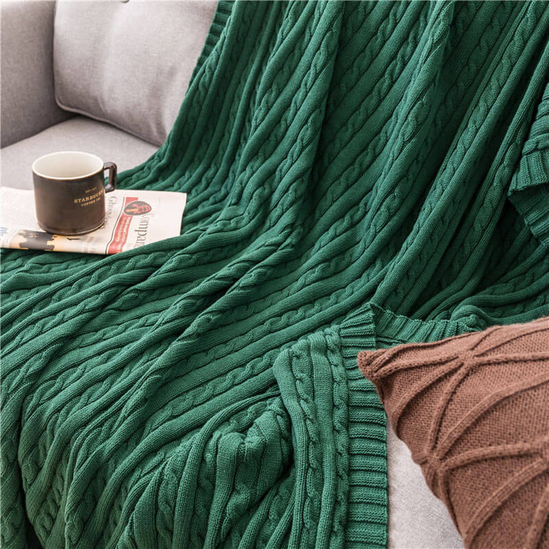 Couverture de canapé en coton tricoté uni Ownkoti