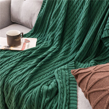 Couverture de canapé en coton tricoté uni Ownkoti