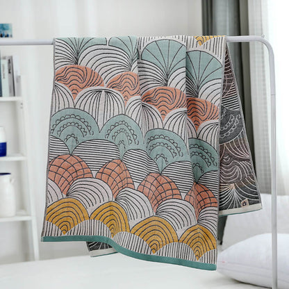Serviette de plage Ownkoti en coton jacquard avec imprimé coquillage