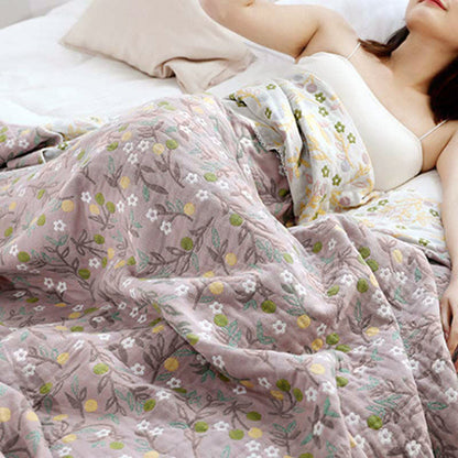 Couette réversible rétro, couette douce à motif floral