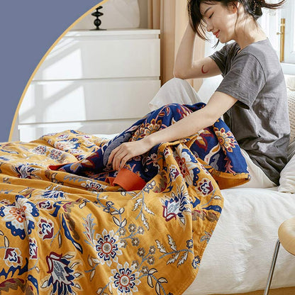 Couette réversible en coton avec grappes de fleurs