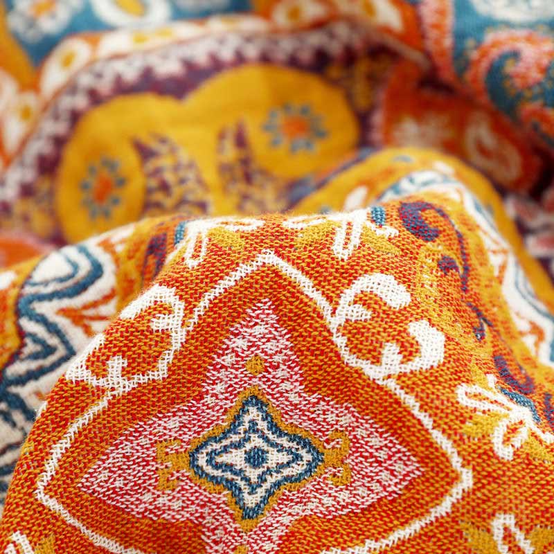 Couverture de canapé en coton bohème orange