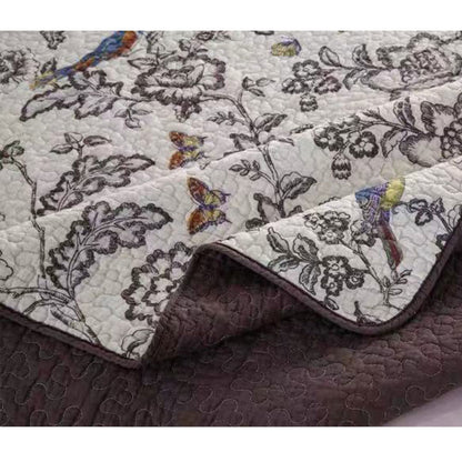 Couette avec fleurs printanières et oiseaux et taie d'oreiller