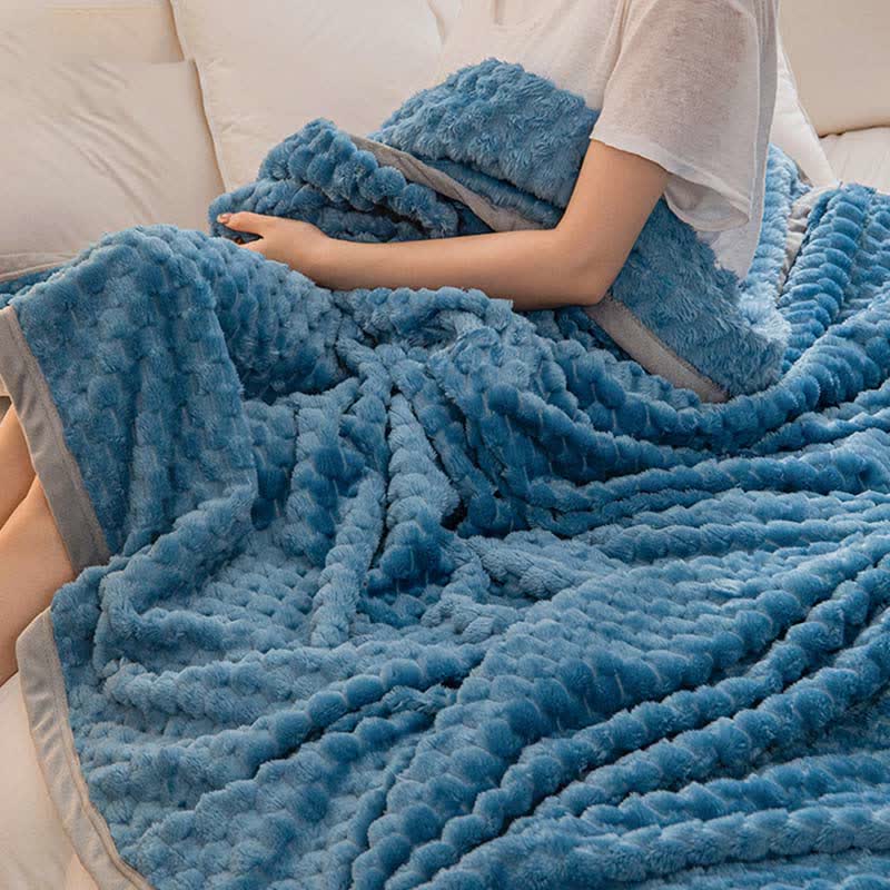 Couverture réversible unie en velours doux