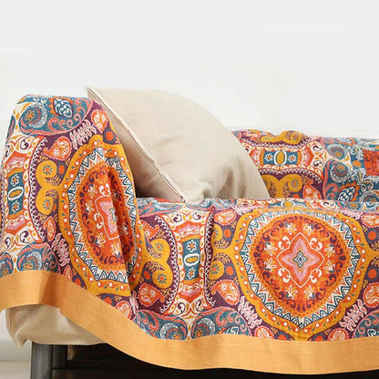 Couverture de canapé en coton bohème orange