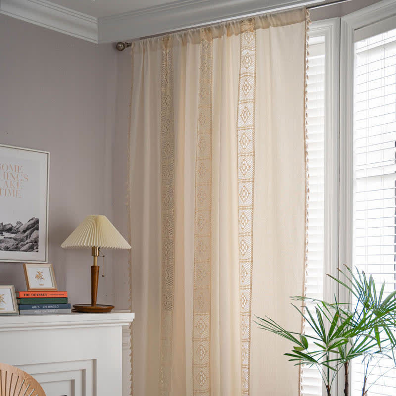 Rideau filtrant la lumière ajouré beige Ownkoti