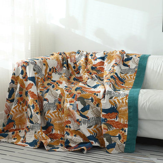 Housse de canapé réversible avec motif fleurs et oiseaux