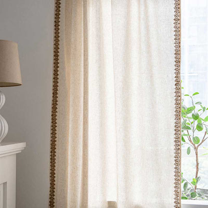 Rideau semi-occultant de style bohème en beige