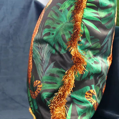 Housse de coussin de canapé à motif animalier et pompon