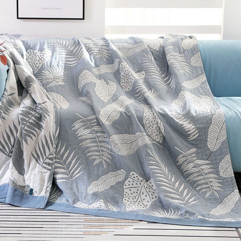 Couverture douce et réversible en gaze de coton à motifs