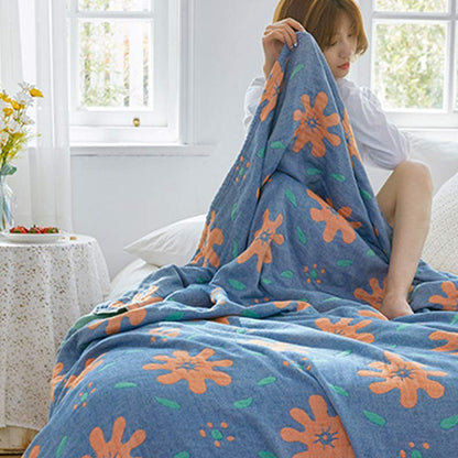 Couverture en coton réversible respirante avec de jolies fleurs