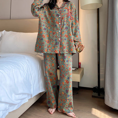 Ensemble de vêtements de détente en coton fleuri grande taille