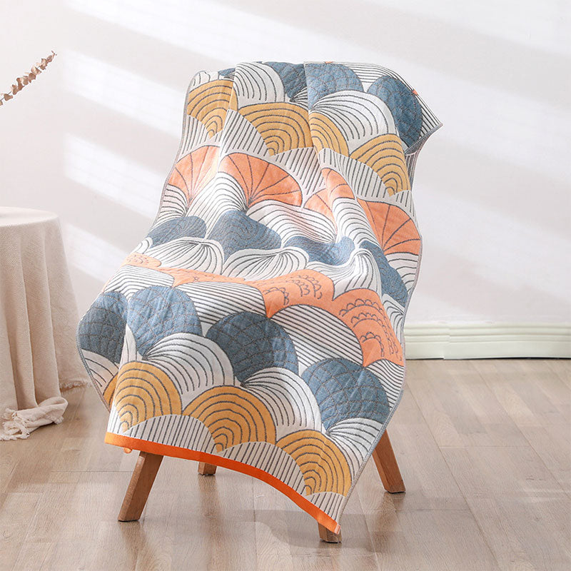 Serviette de plage Ownkoti en coton jacquard avec imprimé coquillage