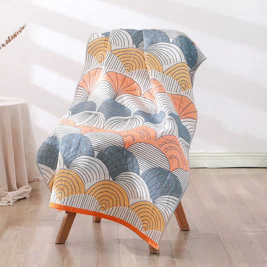 Serviette de plage Ownkoti en coton jacquard avec imprimé coquillage