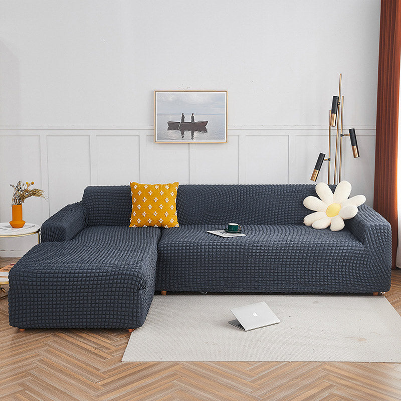 Housse de canapé extensible en seersucker couleur pure Ownkoti