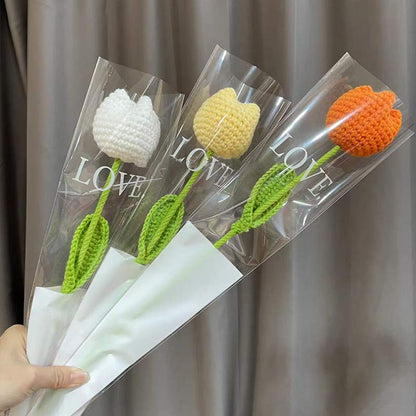 Tulipe tricotée à la main au crochet
