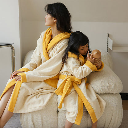 Peignoir en coton avec capuche et bloc de couleur floral