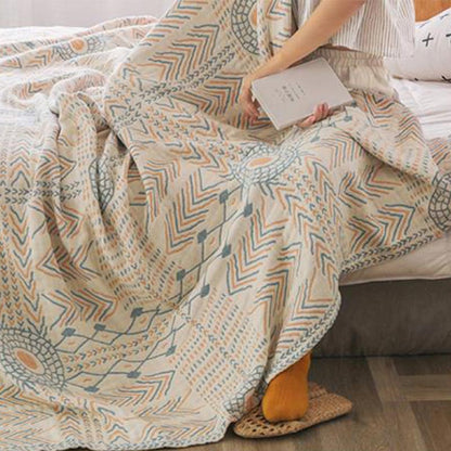 Couette en coton rayée Ownkoti Boho, réversible, serviette de canapé