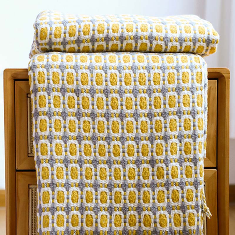 Couverture de canapé tricotée Ownkoti avec pompons