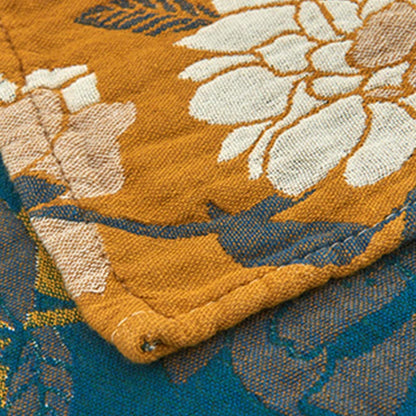 Serviette oreiller en gaze de coton à fleurs jaunes (2 pièces)