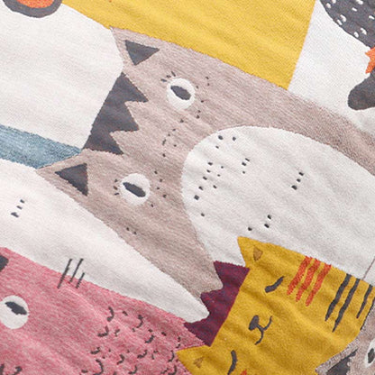 Ownkoti Jolie couverture en coton doux avec motif chat à revers