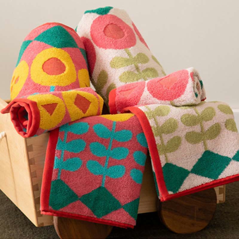 Serviette élégante en coton peigné à imprimé floral