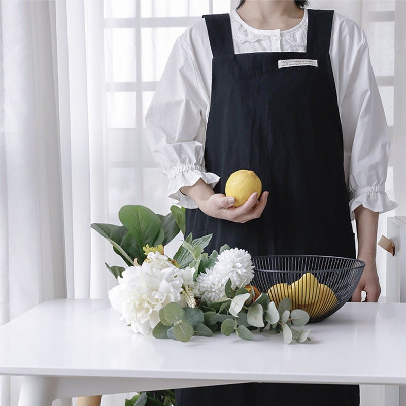 Tablier simple en coton avec dos croisé de couleur pure
