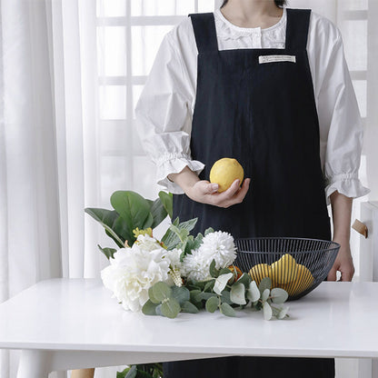 Tablier simple en coton avec dos croisé de couleur pure