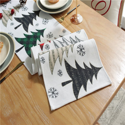 Chemin de table décoratif avec sapin de Noël et flocon de neige